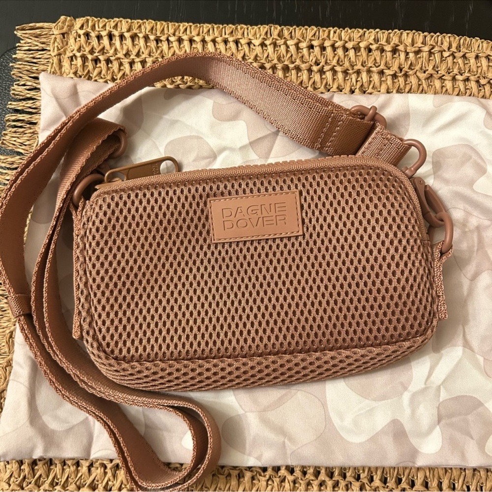 Dagne Dover Brown Mesh Crossbody Bag